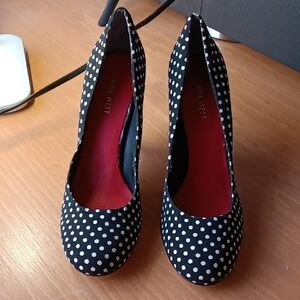 Nine West Black and White Polka Dot Heels